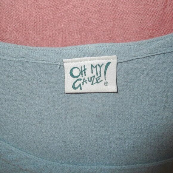 Oh My Gauze Tunic Top Size XXL 3 Short Sleeves Asymmetrical Coastal Beachy Boho - Picture 4 of 10